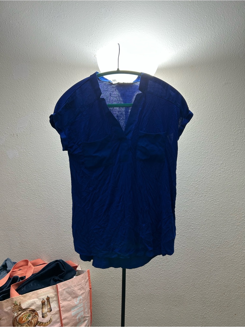 Cable & Gauge Women's Royal Blue Short Sleeve V-Neck Tunic